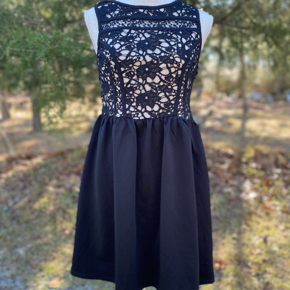 Xhilaration Other - ⭐️ 4/$20 Girls Medium Black w/ Lace Bodice Skater Dress